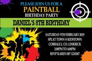 Personalised Paintball Theme Invitations