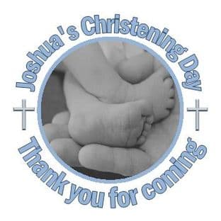 Personalised Photo Boy Christening Sticker