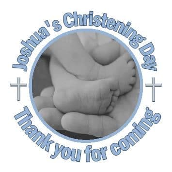 Personalised Photo Boy Christening Sticker