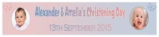 Personalised Photo Boy Girl Twins Christening Banner