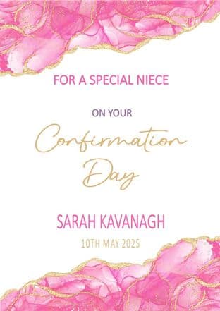 Personalised Pink Agate Confirmation Card