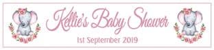 Personalised Pink Baby Elephant Baby Shower Banner