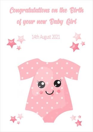 Personalised Pink Baby Vest New Baby Card