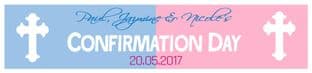Personalised Pink Blue White Cross Banner