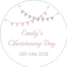 Personalised Pink Bunting Christening Sticker