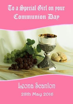 Personalised Pink Chalice Communion Card