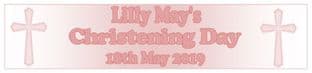 Personalised Pink Cross Christening Banner