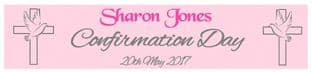 Personalised Pink Cross & Dove Banner