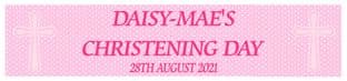 Personalised Pink Cross Polka Dot Christening Banner