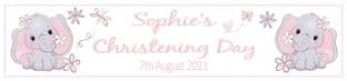 Personalised Pink Elephant Christening Banner