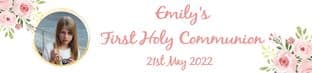 Personalised Pink Floral Photo First Communion Banner