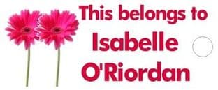 Personalised Pink Flowers Keyring School Bag Name Tag