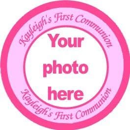 Personalised Pink Photo Communion Cake Topper