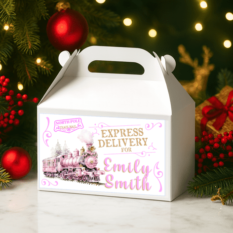 Personalised Pink Polar Express Themed Treat Box