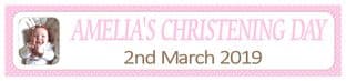 Personalised Pink Polkadot Photo Christening Banner