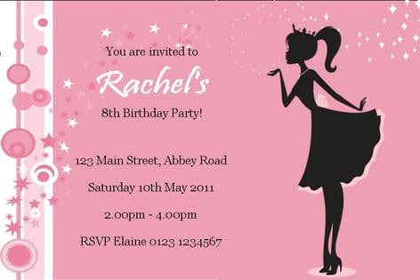Personalised Pink Princess Invitations