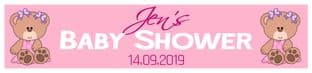 Personalised Pink Teddy Baby Shower Banner
