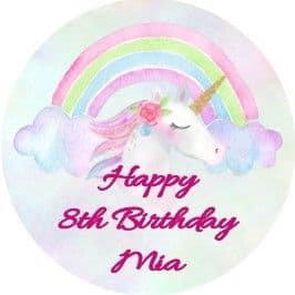 Personalised Pink Unicorn Cake Topper
