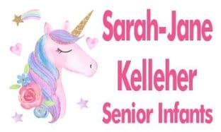 Personalised Pink Unicorn School Book Stickers