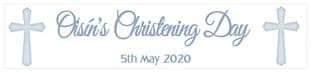Personalised Plain Blue Cross Christening Banner