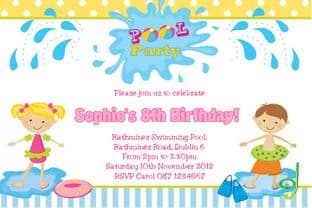 Personalised Pool Party Girl Invitations