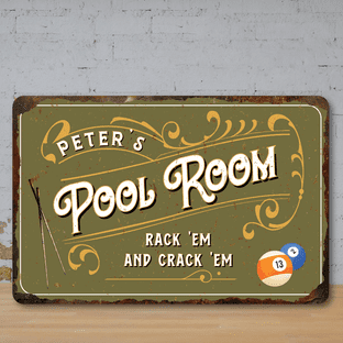 Personalised Pool Room Faux Rusted Vintage Style Metal Sign 2