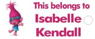 Personalised Poppy Trolls Keyring School Bag Name Tag