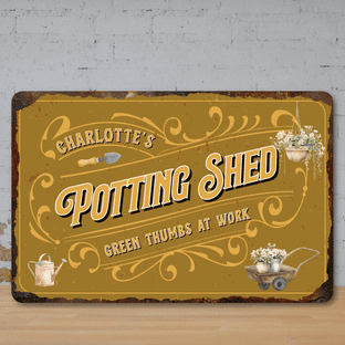 Personalised Potting Shed Faux Rusted Vintage Style Metal Sign