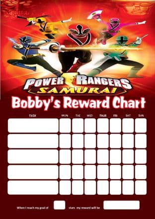 Personalised Power Rangers Reward Chart (adding photo option available)