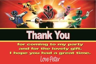 Personalised Power Rangers Thank You Cards