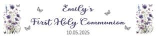 Personalised Purple Floral Butterfly Communion Banner