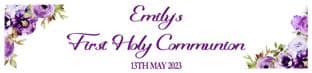 Personalised Purple Flower Communion Banner