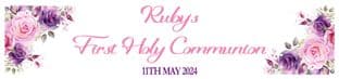 Personalised Purple & Pink Flower Communion Banner
