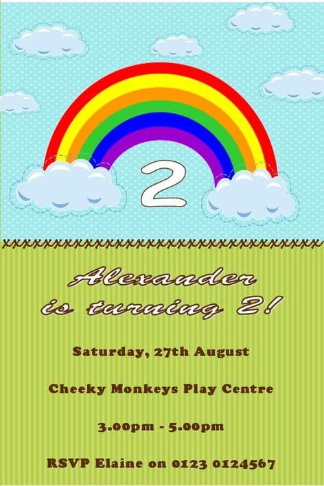 Personalised Rainbow Theme Invitation
