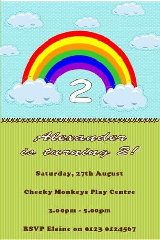Personalised Rainbow Theme Invitation