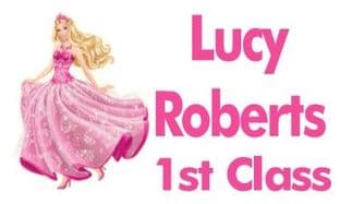 Personalised Rectangle Barbie School Book Stickers