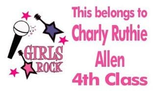 Personalised Rectangle Girls Rock School Book Stickers