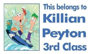 Personalised Rectangle Phineas and Ferb School Book Stickers