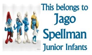 Personalised Rectangle Smurfs School Book Stickers