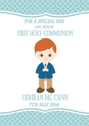 Personalised Red Hair Boy Communion Card 1