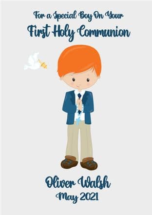 Personalised Red Hair Boy Communion Card 2
