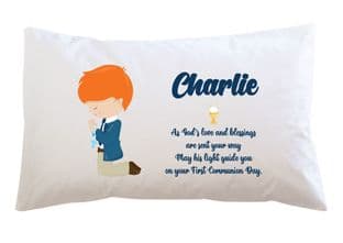 Personalised Red Hair Boy Communion Pillowcase