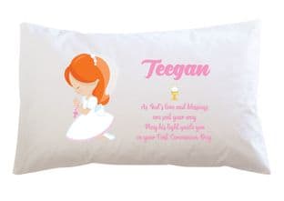 Personalised Red Hair Girl Communion Pillowcase