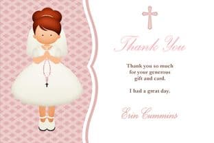 Personalised Red Hair Girl Communion Thank You Card