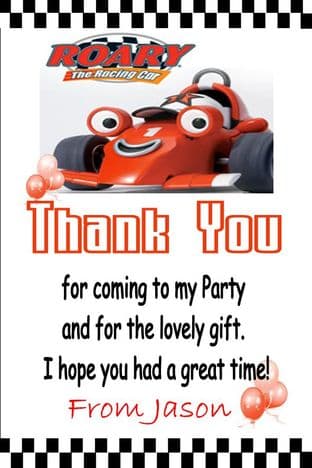 Personalised Roary the Racing Car Thank You Cards