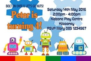 Personalised Robots Theme Invitations