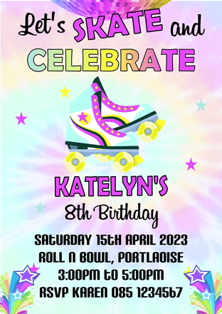Personalised Roller Skating Invitation