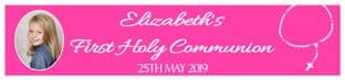 Personalised Rosary Beads Photo Pink Communion Banner