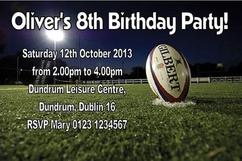 Personalsied Football Theme Invitations