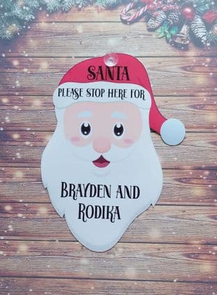 Personalised Santa Face Stop Here Window Sign